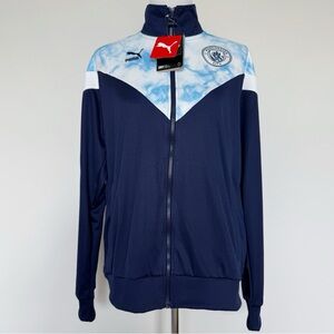 Puma Manchester City FC Soccer Iconic Track Jacket Mens Size Medium Navy Blue